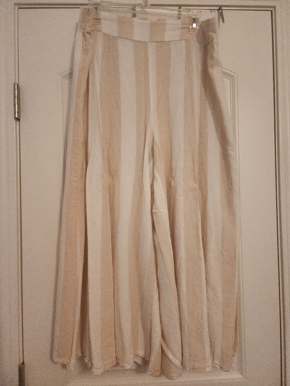 Cato Women's Linen Rayon Wide-Leg Striped Pants Cream & Tan 18/20W